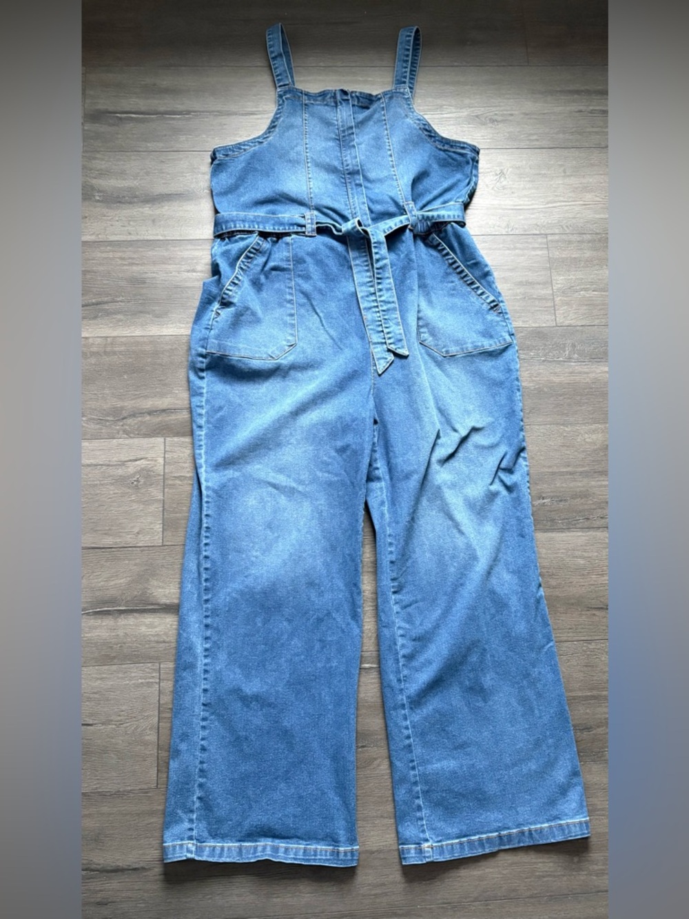 Celebrity Pink Womens Denim Front Hidden Zipper Overalls Belted Size XXXL